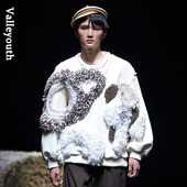 稻野 山谷少年独立男装 立体手工剪绒工艺原创落肩宽松版 卫衣