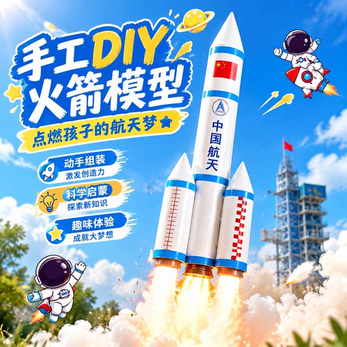 国庆节十一手工儿童diy爱国教育航空火箭幼儿园制作材料包亲子