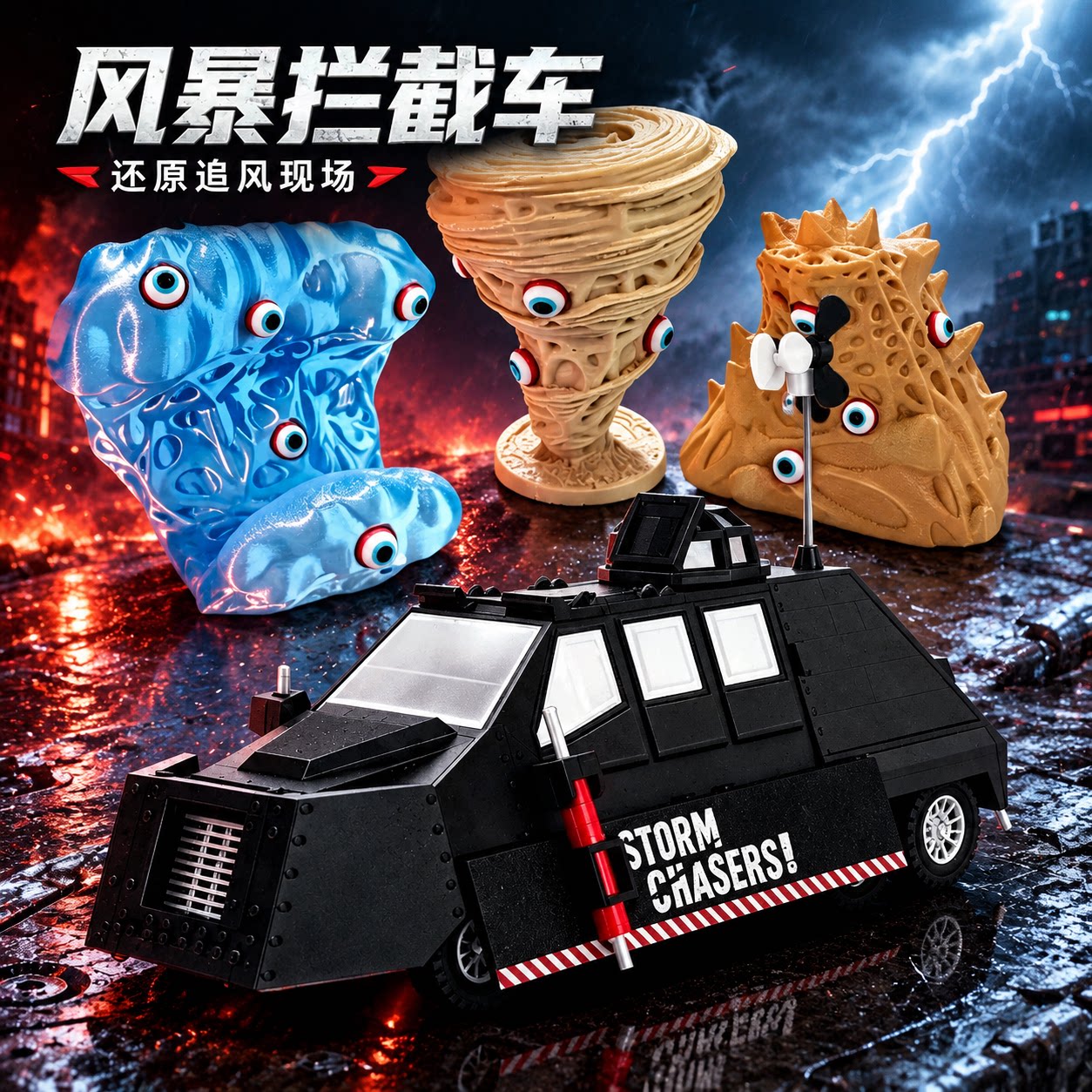 TIV2风暴拦截车风暴追逐者可移动可升降龙卷风拦截车模型收藏礼物