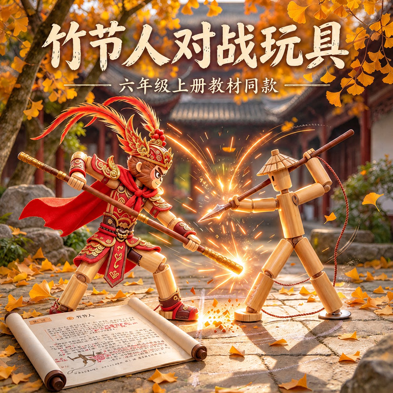 黑神话悟空提线木偶小卡尼竹节人对战双人学生游戏材料包DIY玩具