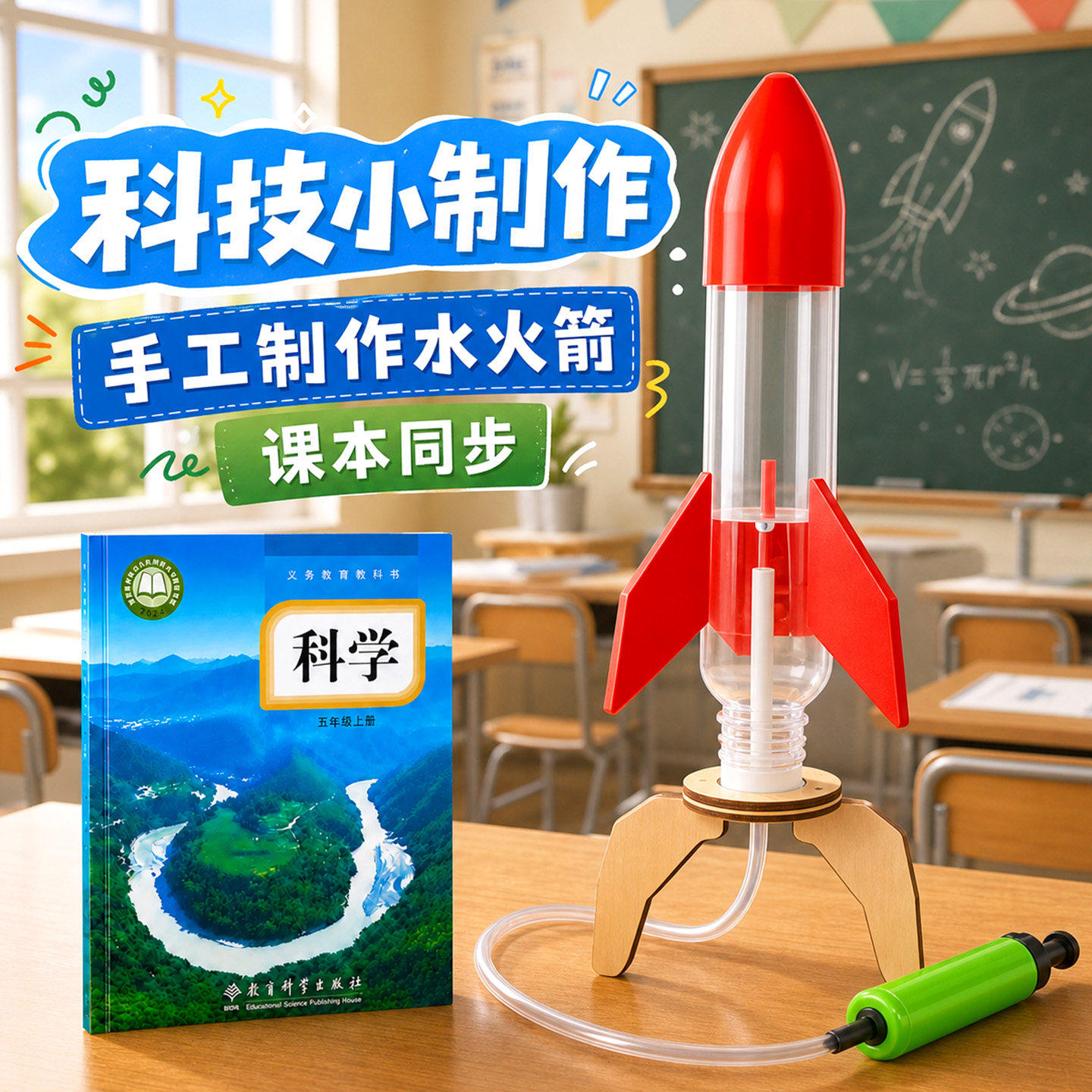 水火箭发射器模型手工材料包diy儿童水火剑发射台玩具科学小实验