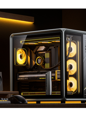 乔思伯JONSBO BO400 ATX铝制海景房机箱ATX主板三面透视分仓结构