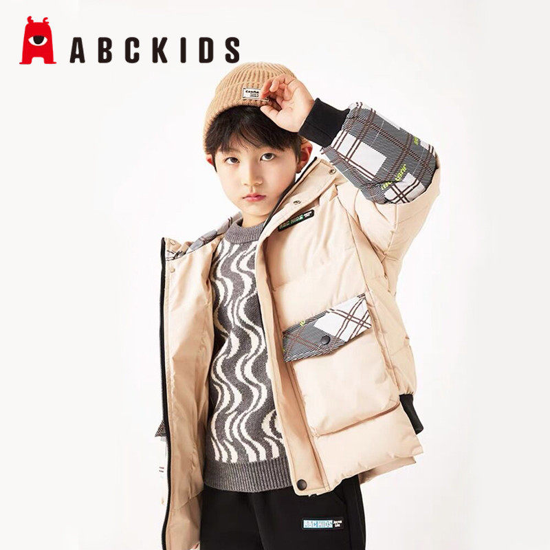 abckids童装男童羽绒服冬季加厚2023新款男孩拼接冬装f352309162