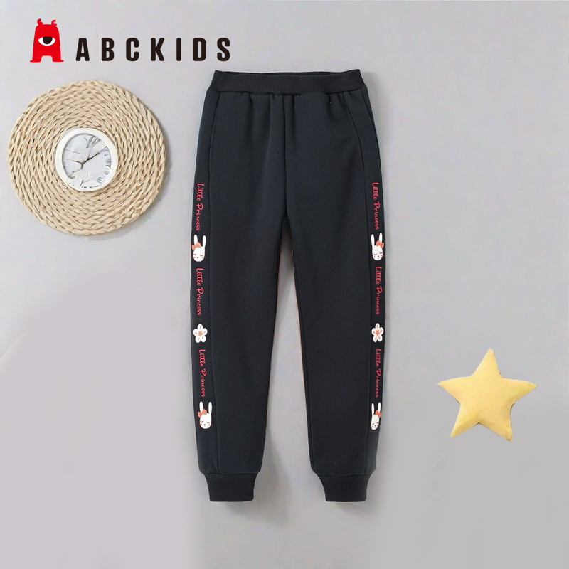 abckids长款运动加绒裤子