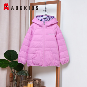 abckids商童装2022秋冬款场同款女童两面穿轻薄羽绒服F151309404