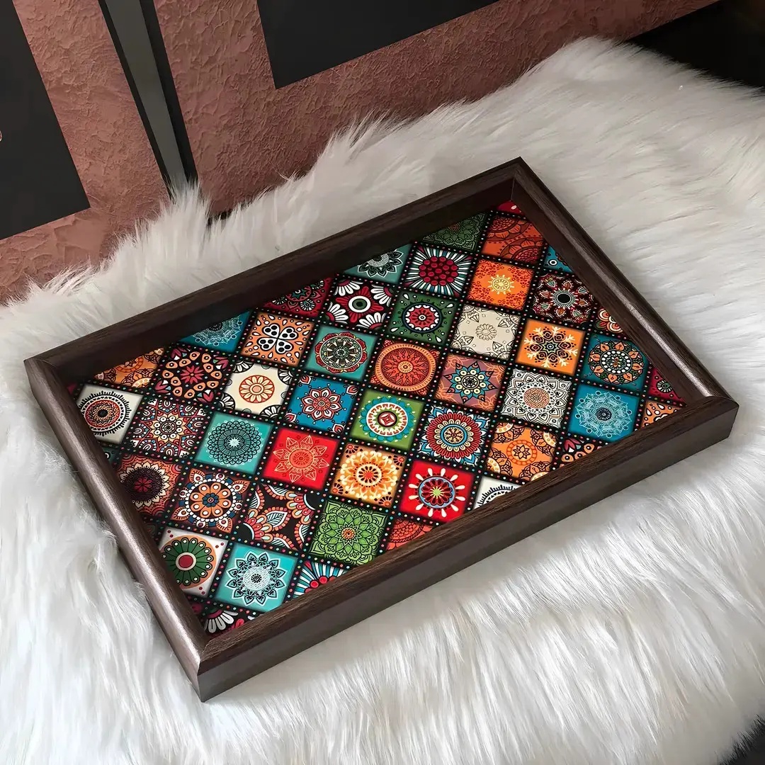 高档复古茶盘胡桃木首饰长方形