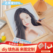 DIY数字油画定制油彩画填色画自拍照片手绘人像定制生日礼物情侣