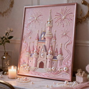 挂画 饰装 珍珠画diy材料手工2026新款 烟花城堡财神爷招财猫客厅装