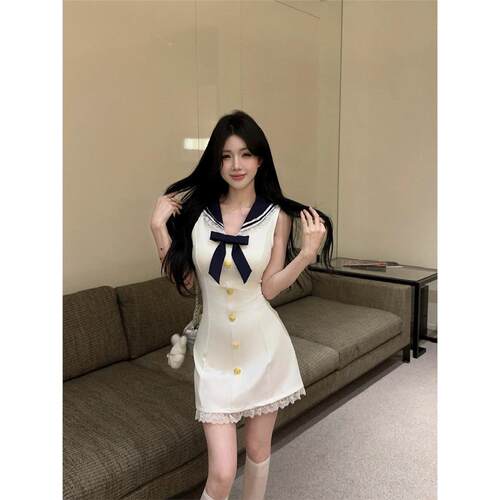 夏季甜美学院风减龄无袖l
