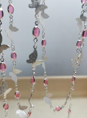 DIY链条云裳冰心磨砂蝴蝶粉色厚银高温保色西域敦煌风头饰手工链