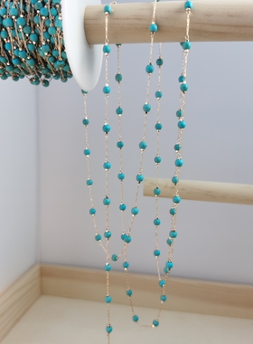 diy链条 4mm仿绿松石珠链1.5cm间距 面链流苏锁骨链眼镜链头巾链