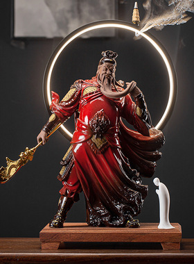 陶瓷关公摆件灯客厅二爷雕