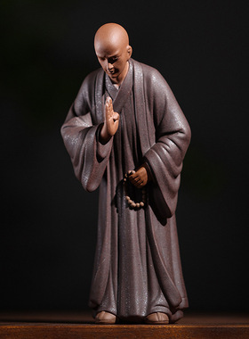 禅意小和尚摆件中式家居创