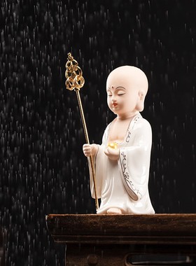 创意陶瓷地藏菩萨摆件家居客厅玄关中式禅意佛像装饰工艺品摆设