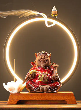 招财进宝神爷摆件灯圈家用