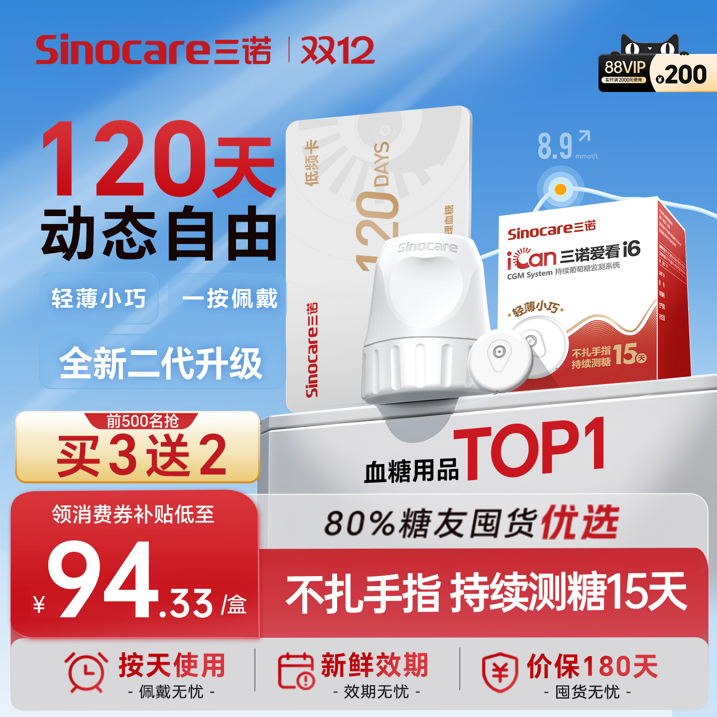 【升级二代】不扎手测糖