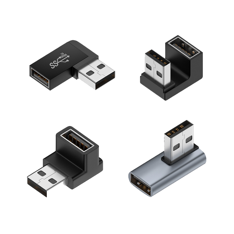 USB转TYPE-C转接头USB3.2Gen2公对母转公10G高速90度直角L形U型立式弯头手机平板笔记本电脑OTG转换