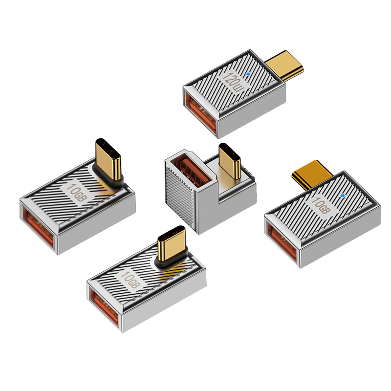 USB OTG转接头U型弯头90度侧弯typec公转USb母口转换器PD120W快充USBC3.1手机电脑U盘优盘扩展器