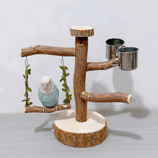鹦鹉鸟站架树枝鸟爬杆架虎皮牡丹玄凤树干桌面落地式驯小鸟笼架子