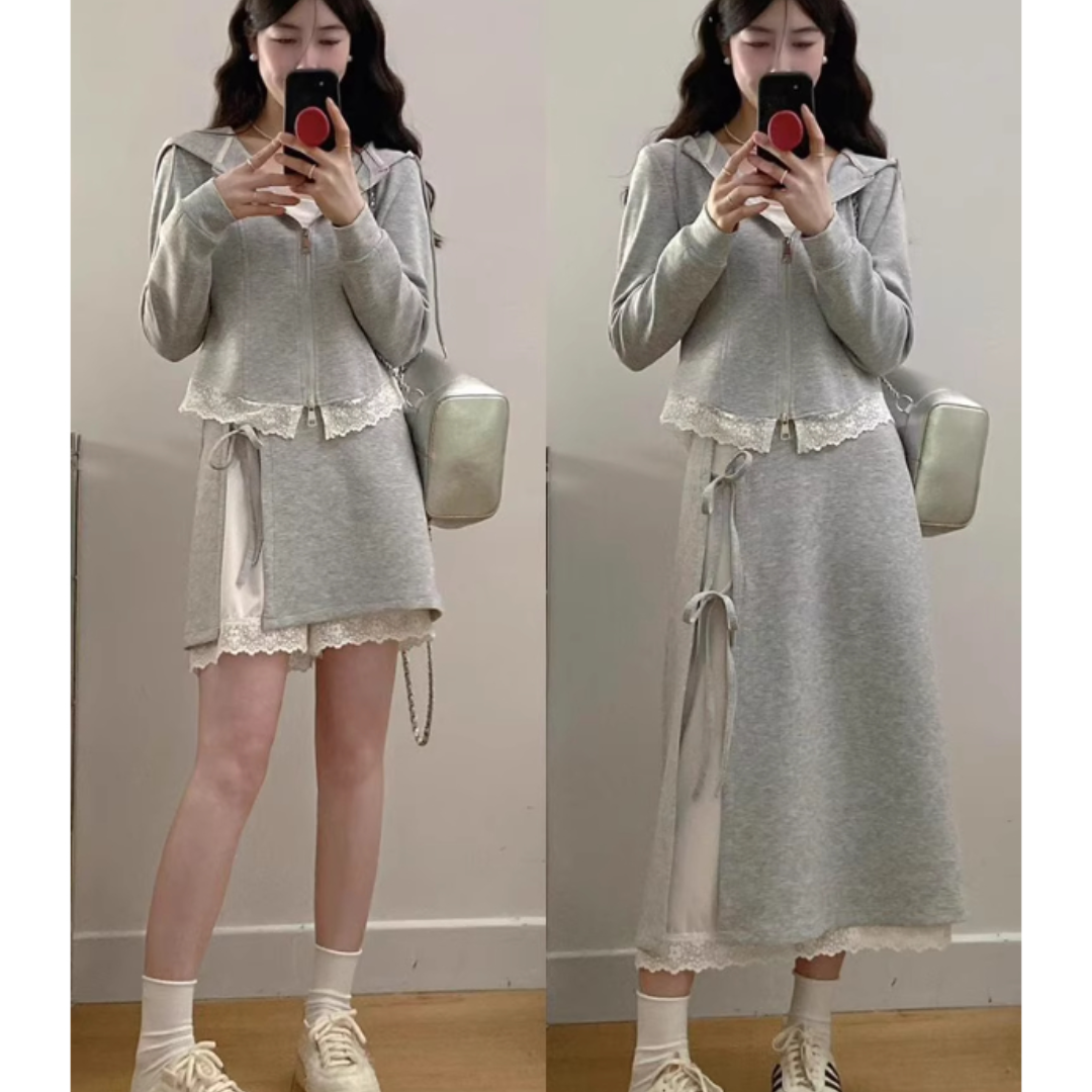 今年流行漂亮套装女秋季韩系蕾丝花边连帽卫衣巨好看半身裙两件套,女装/女士精品,时尚套装,淘宝优惠券,粉丝福利购,淘宝优惠卷