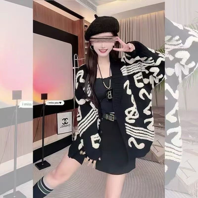 秋冬慵懒风中长款针织开衫毛衣