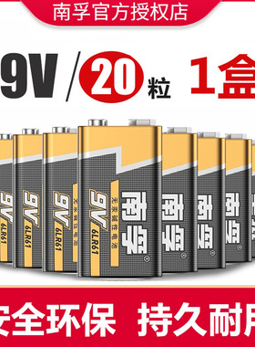 20节价南孚9V碱性电池万用表麦克话筒玩具6LR61方块叠层九伏6F22