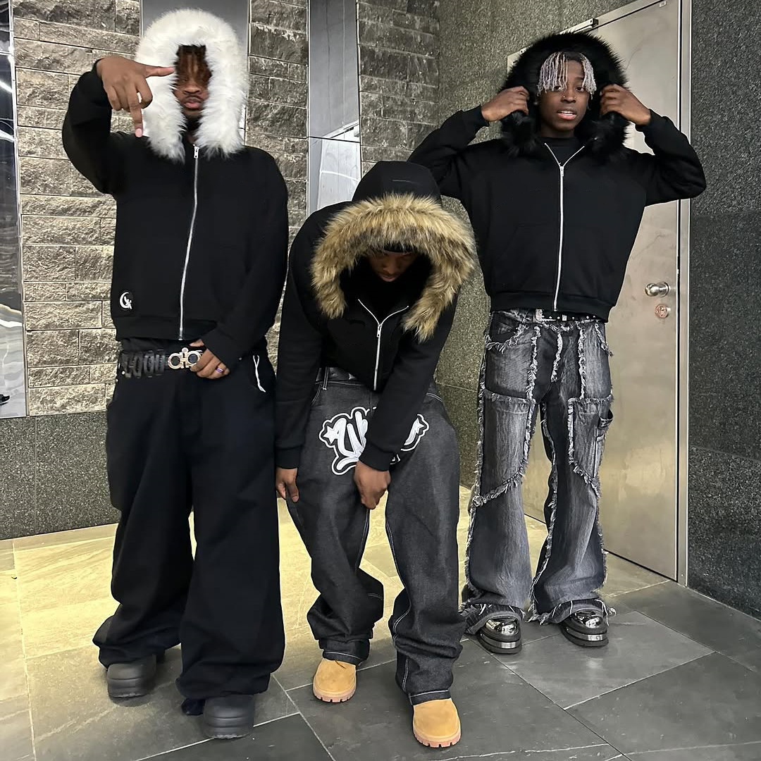 y2k风 街头摇滚风 朋克风 男女同款潮流外套 毛领外套