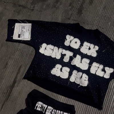 美式复古潮牌流行刺绣短款T恤棉款男女同款圆领短袖上衣休闲舒适