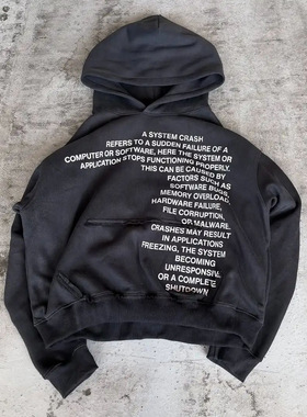 跨境SYSTEM欧美潮牌字母印花连帽卫衣同色系裤子卫衣男女套装