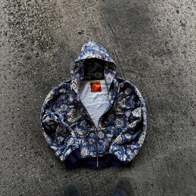 2025年数码印花ins街头美式复古拉链男女连帽卫衣一件