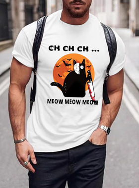 欧美春秋temu亚马逊 独立站、速卖通跨境万圣节男士t恤