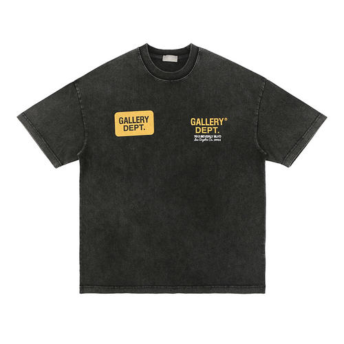 日系gallery dept短袖字母印花GD洗水做旧宽松圆领T恤vibe情侣tee