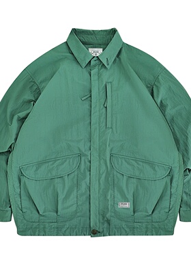 UNZEOT日系户外机能三防宽松工装夹克男秋复古潮流翻领风衣外套