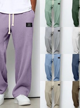欧美跨境亚马逊男士春秋季潮牌宽松垂感直筒卫裤阔腿运动休闲