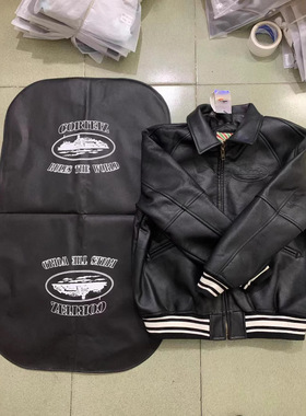 corteiz美式复古PU皮衣棉衣MA1飞行机车夹克棉服外套恶魔岛