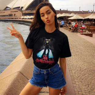 欧美Late registration侃爷经典系列辍学熊印花宽松圆领短袖tee潮