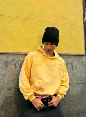 欧美跨境scoffers休闲连帽卫衣街头纯色宽松字母套头连帽衫男女