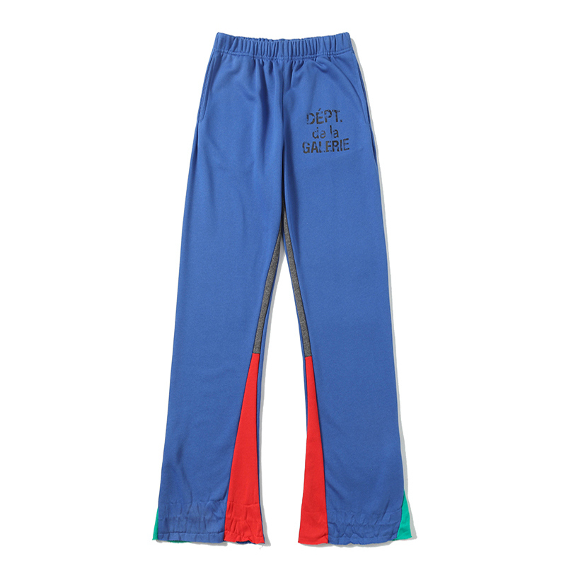 gallery dept高街字母印花拼接撞色微喇长裤高街男女宽松休闲卫裤