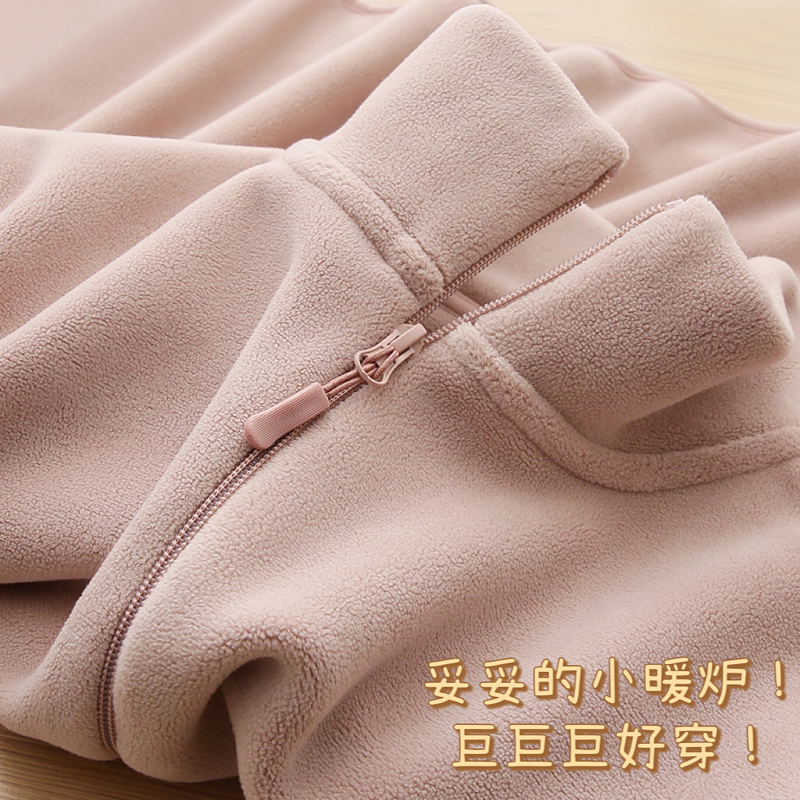 双面摇粒绒外套女加厚显瘦