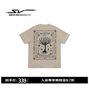 安踏SV欧文系列短袖T恤男女同款潮流宽松短袖针织衫172621116V