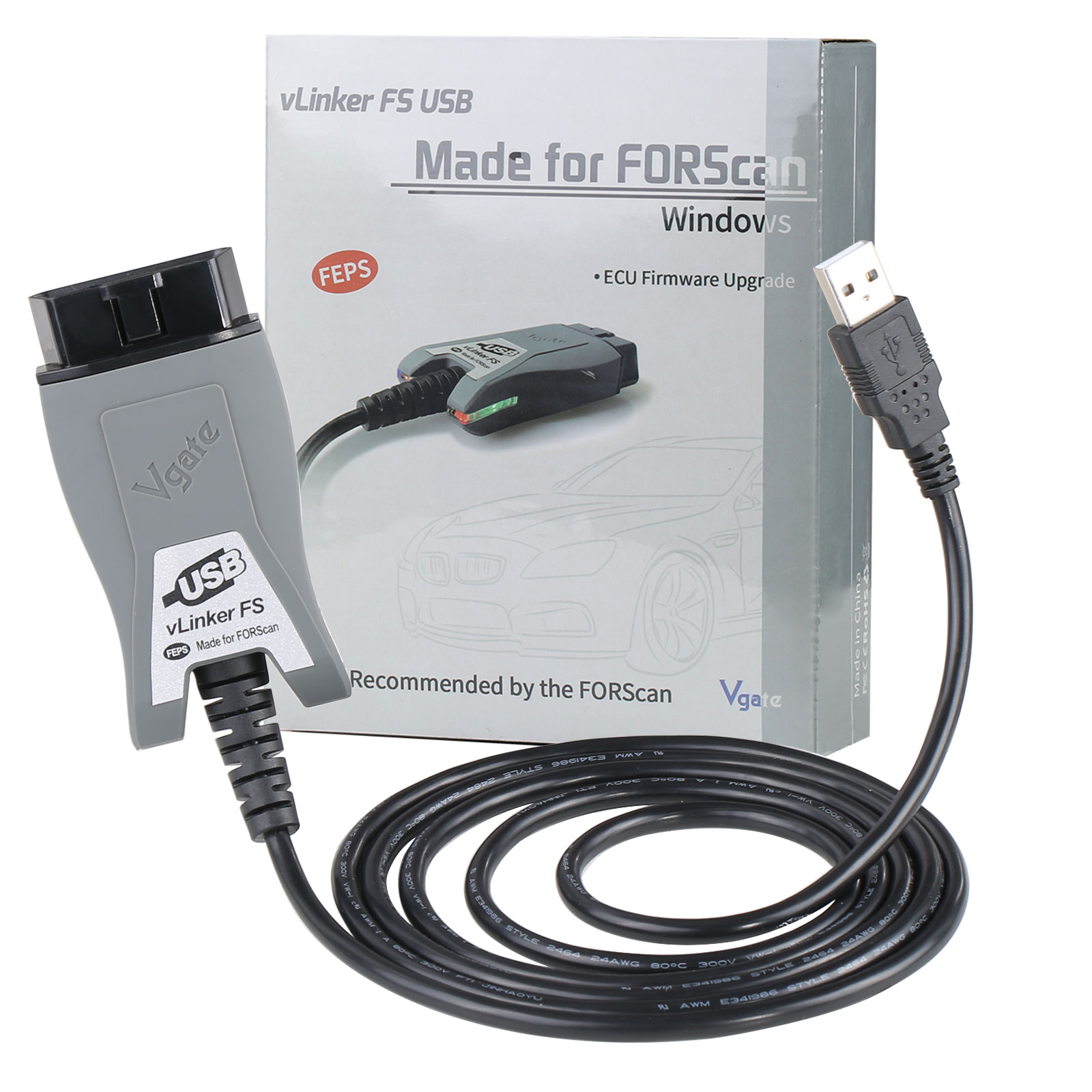 福特马自达ELM327 vLinker线 For Ford FORScan HS/MS-CAN 刷隐藏