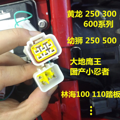 电喷摩托车检测接口转接线适用于德尔福6pin转OBD2 16pin连接线