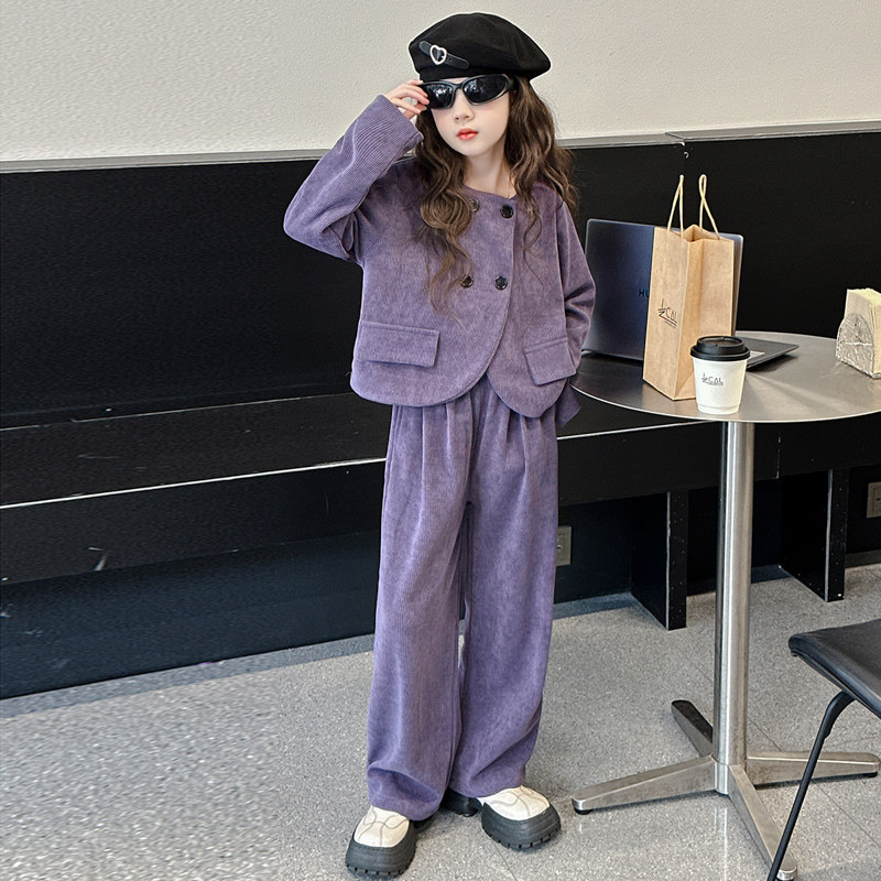 春装2025新款套装大童时髦洋气女孩学院风儿童春秋两件套
