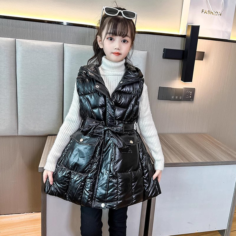 马甲春秋冬2025新款儿童加厚中长款坎肩小女孩公主马夹裙