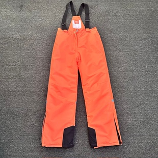 儿童中大童男童外贸原单户外加厚保暖防水防风夹棉裤背带滑雪裤