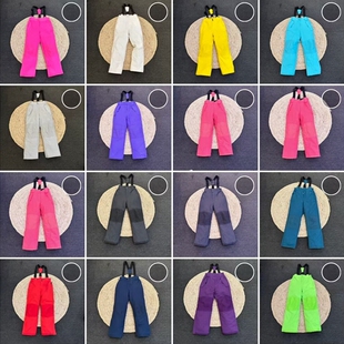 外贸特价儿童滑雪裤户外夹棉防风防水冲锋裤小中大童保暖背带裤