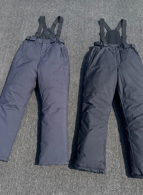 儿童滑雪裤男童女童外贸原单户外加厚保暖防水防风夹棉裤背带滑雪
