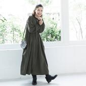 十月雪 日系磨毛小格子开身款 连衣裙女2024年秋冬宽松文艺中长裙