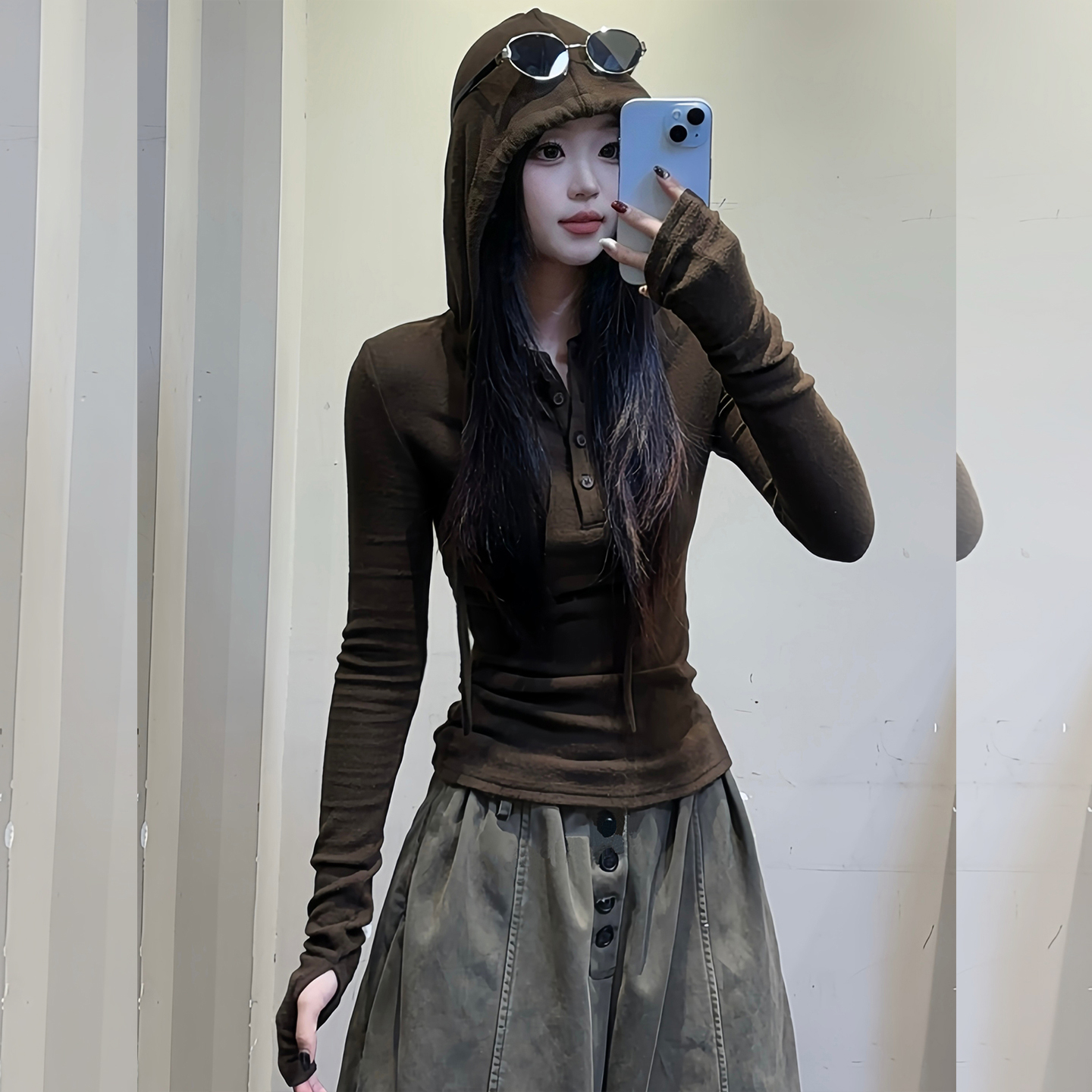 【赠送运费险】连帽半开领t恤女