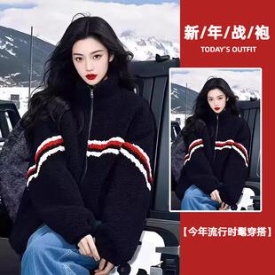 2026年春季 欧货黑色摇粒绒加厚上衣独特超好看高级感卫衣外套 新款